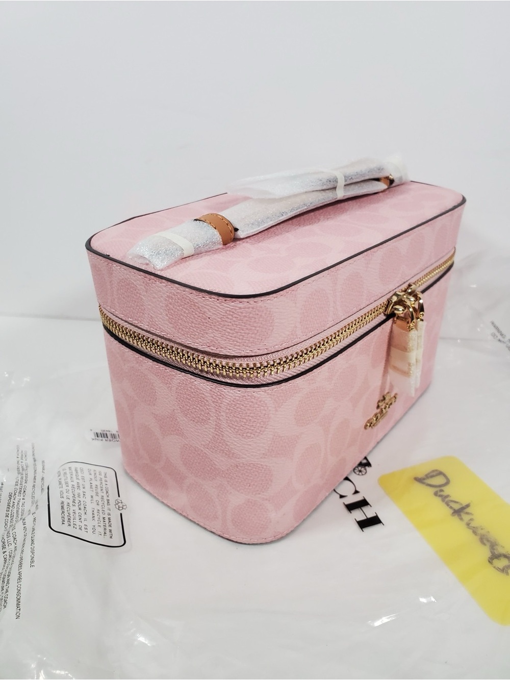 NWT Coach Cosmetic Case In Signature Canvas Powder Pink CEA56 - Picture 2 of 6